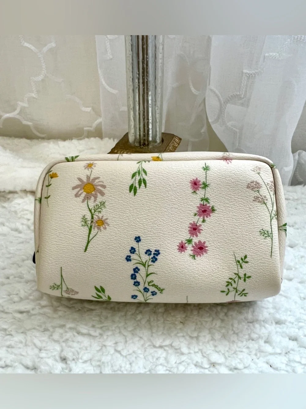 Authentic Small Boxy Cosmetic Case With Spaced Wildflower Print • C0039 • NWT - Picture 2 of 8
